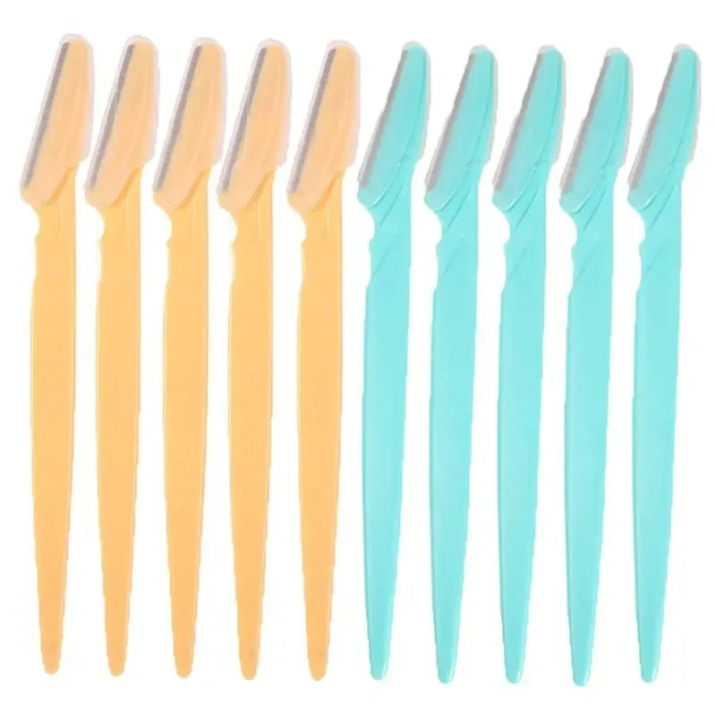1- Eyebrow Trimmer Razor Safety Eye Brow Shaping Knife Portable Zpaxo 10Pcs Yellow Blue