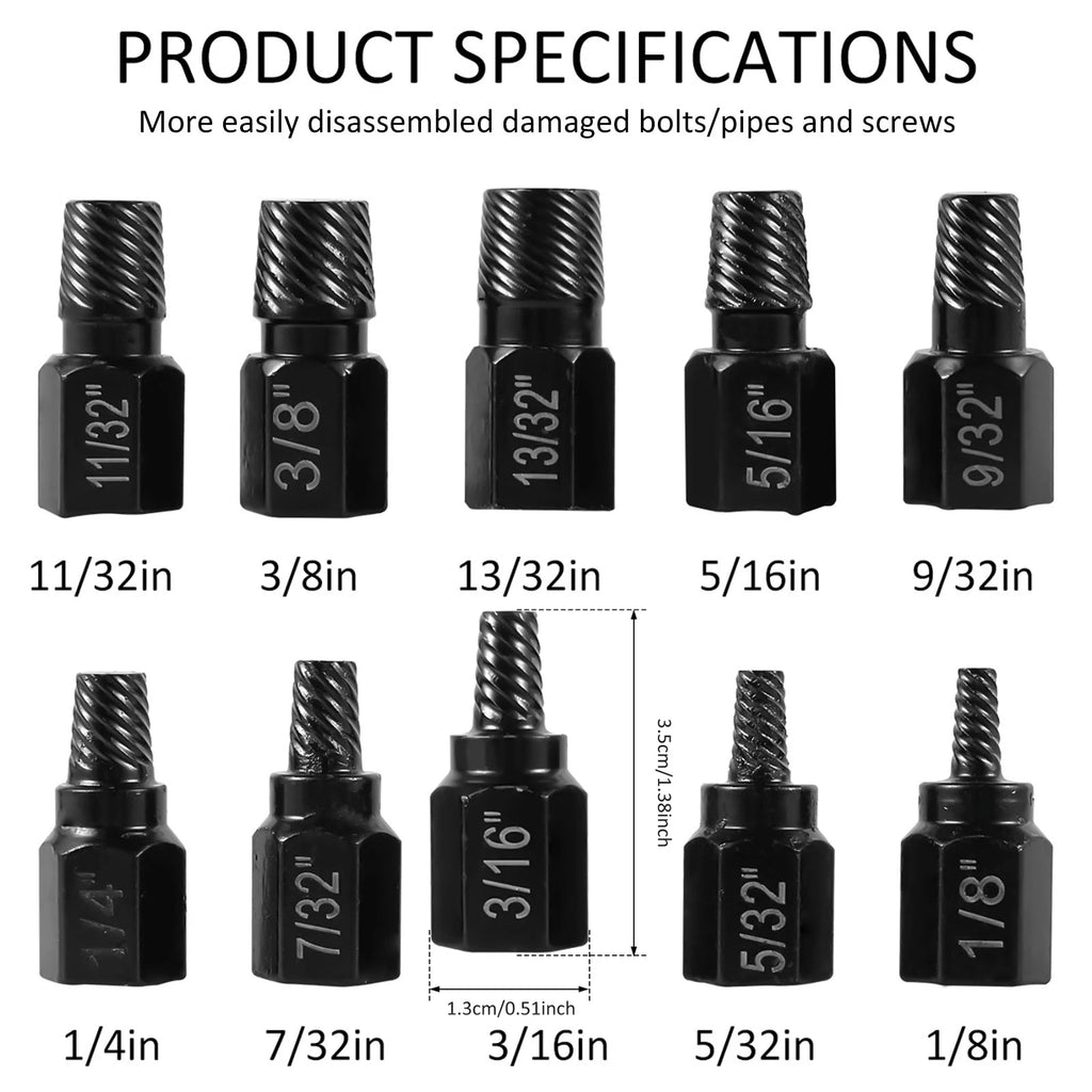 10/20Pcs Multi Spline Screw Extractor Set Alloy Steel Damaged Bolt Removal Tool Easy Out Rusted Bolt Removal for 1/8-13/32Inch Zpaxo black 10 Pcs