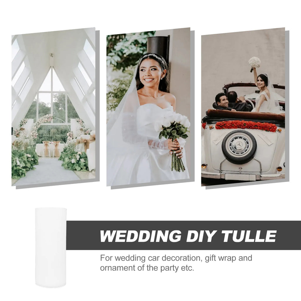 22M Thin Tulle Roll White Banquet Wedding DIY Craft Decoration Party