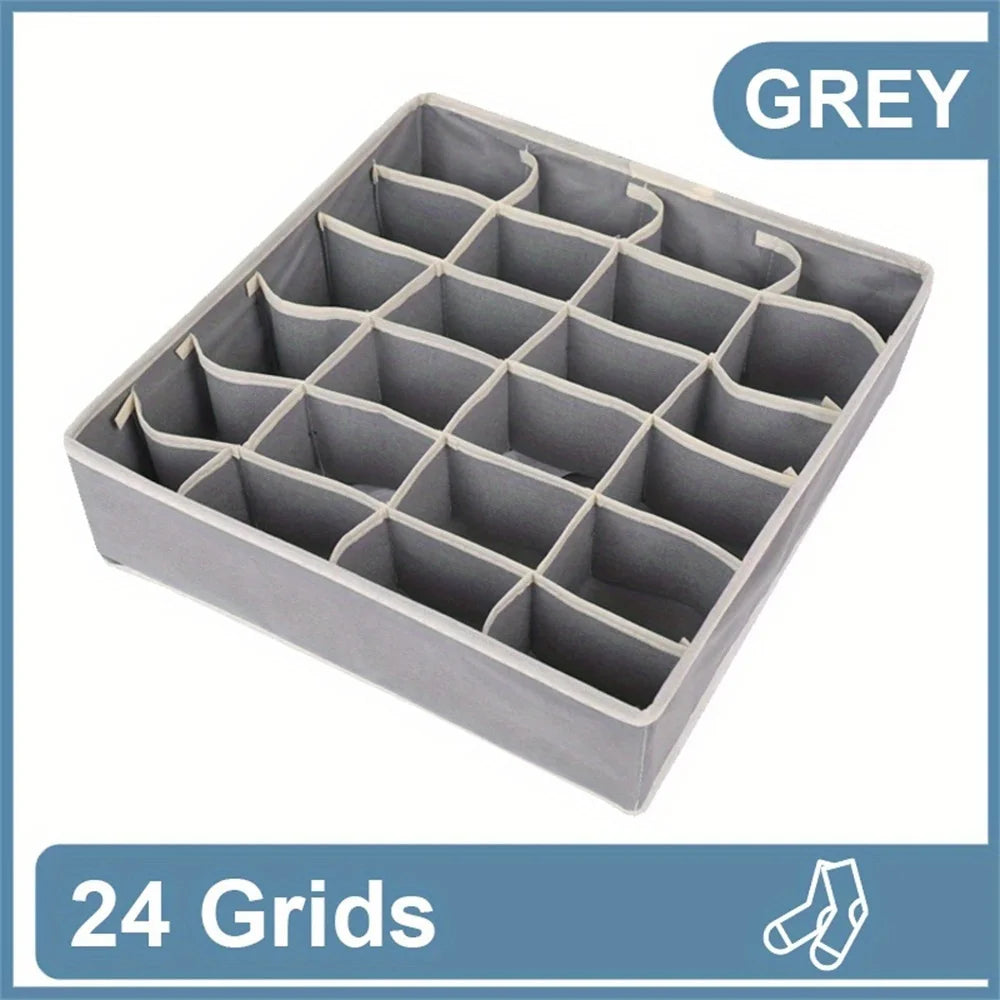 Collapsible Sock Drawer Organizer - Women Accessories for Closet Cabinet Storage - 24 Grids Underwear Storage Boxes Zpaxo