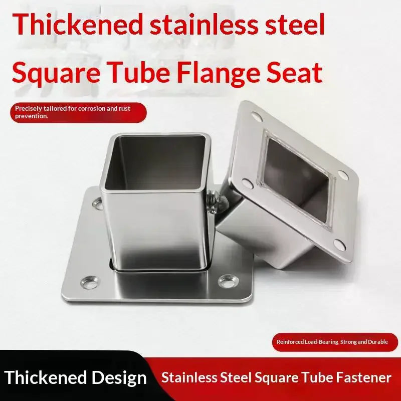 1 2 Sets Flange Base Stainless Steel Square Tube Connector Outer Dia Zpaxo