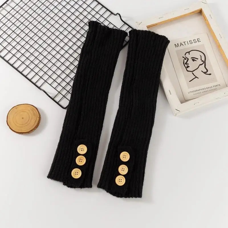 Y2k Winter Leg Warmers Fluffy Goth Accessories Gothic Lolita Knit Zpaxo one size Black