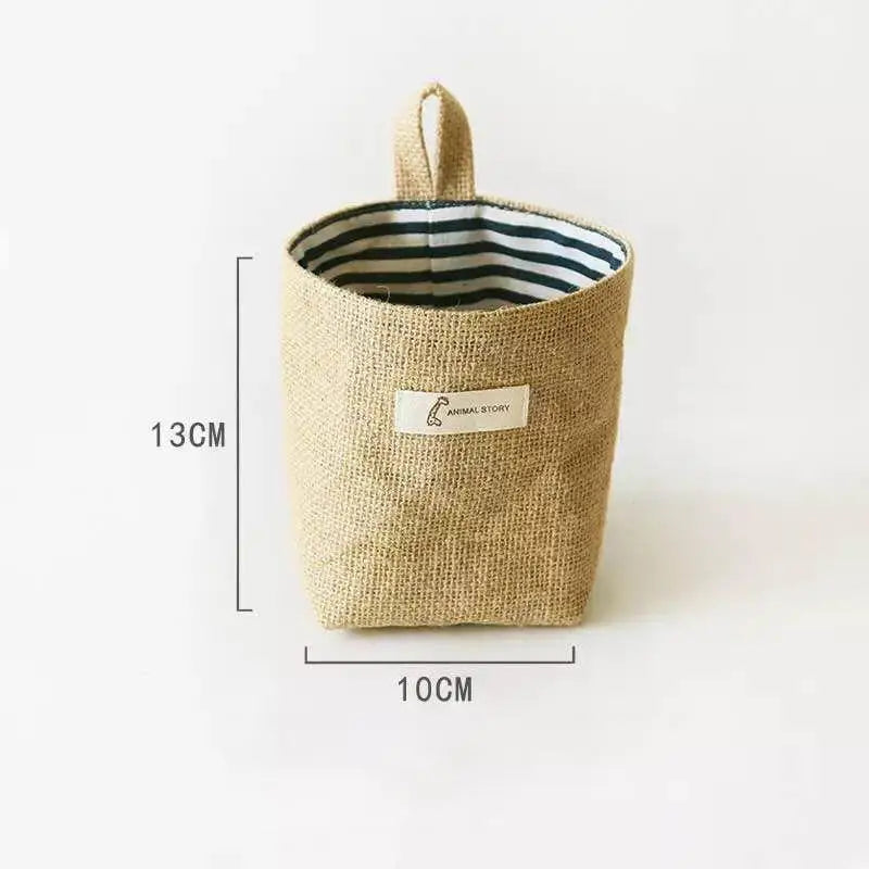 CMCotton Linen Storage Hanging Bags Door Wall Desktop Bathroom Zpaxo one size F