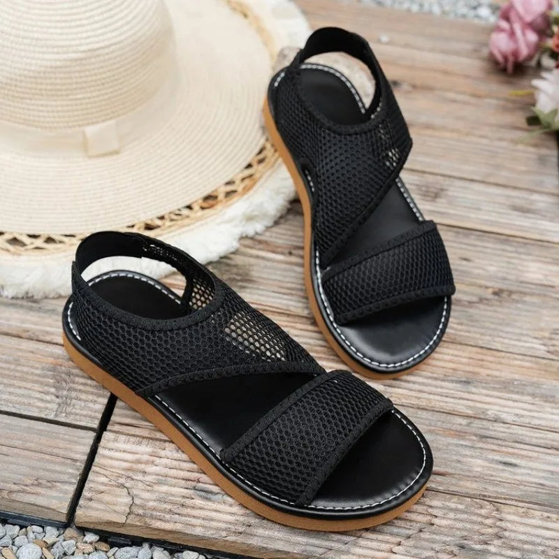 2025 Women Sandals Flat Buckle Strap Femme Beach Lightweight Shoes Zpaxo