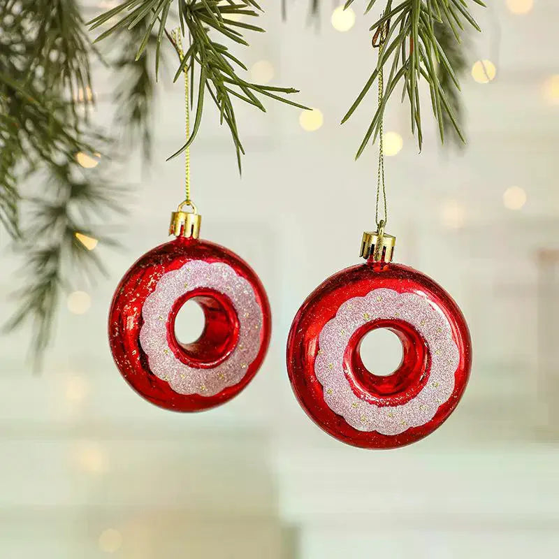 Christmas Balls Ornaments Candy Cane Owl Tree Pendant Red White Zpaxo