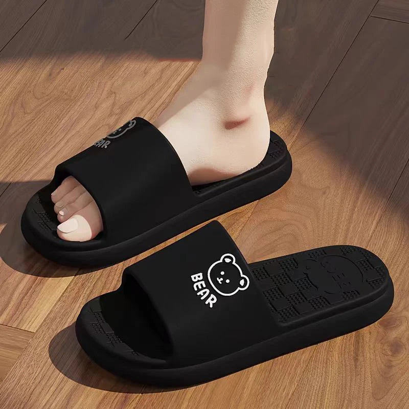Women Summer Concise EVA Slippers Men Soft Home Slides Couples Zpaxo black 38-39