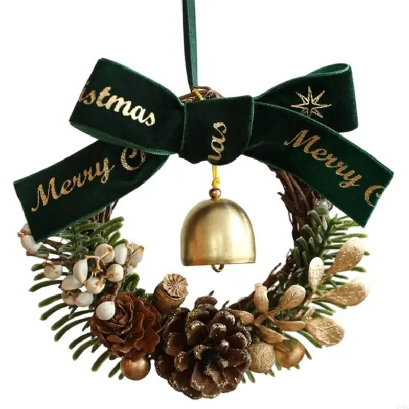 Holiday Door Hanger Pinecones Berries Bells Durable Wooden Christmas