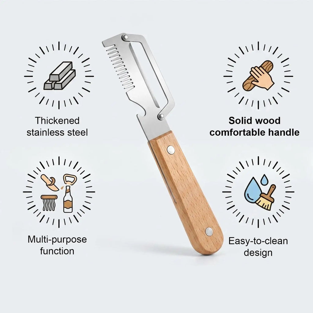Vegetable Peelers 2Pcs Stainless steel peeler with wooden handle for peeling and slicing fruits and vegetables Peeler tools Zpaxo