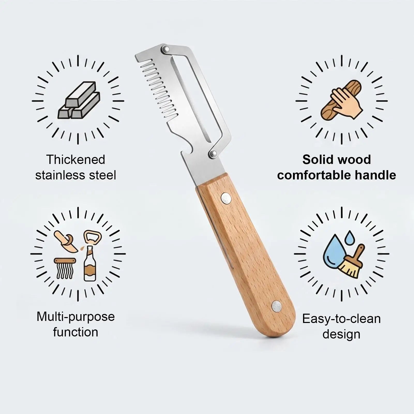 Vegetable Peelers 2Pcs Stainless steel peeler with wooden handle for peeling and slicing fruits and vegetables Peeler tools Zpaxo