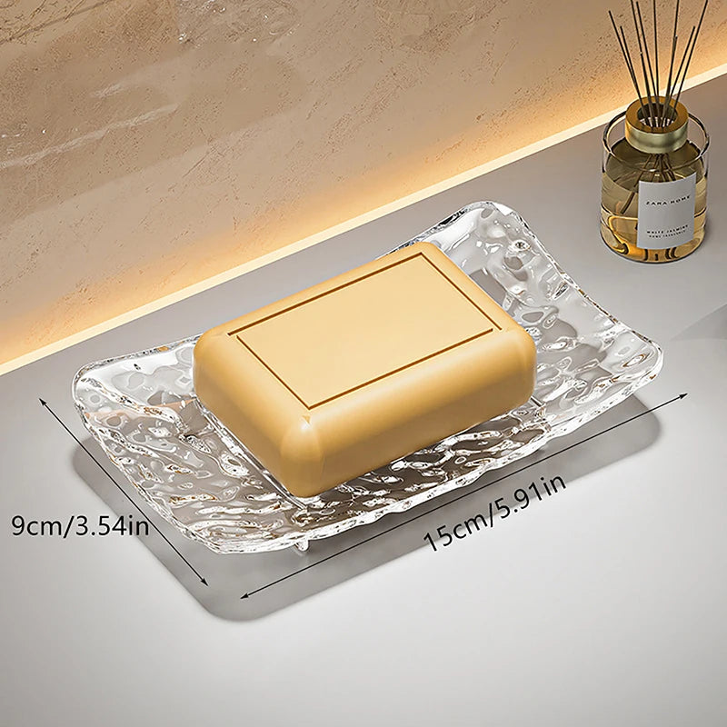 Transparent Soap Box High-End Bathroom Glacier Patterned Soap Storage Rack For Household Use Soap Box Light Luxury Zpaxo L Transparent