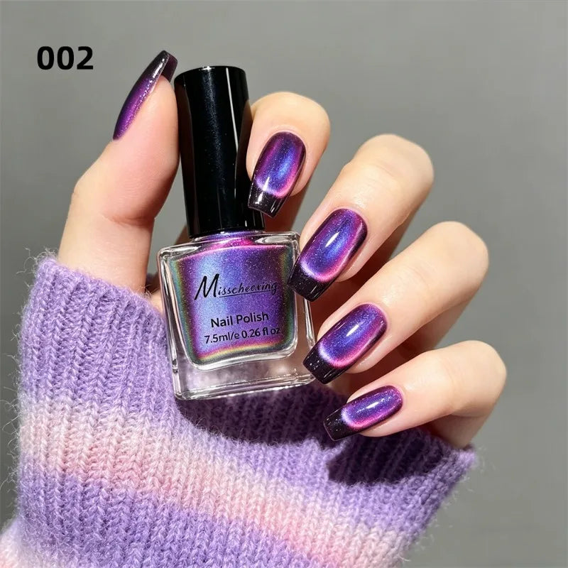 Iridescent Cat Eye Nail Polish Magnetic Polarized Gel No Lamp Baking Zpaxo 02