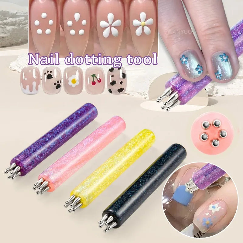 5 Petal Flower Nail Dotting Pen One Stroke Design Tool Acrylic Handle