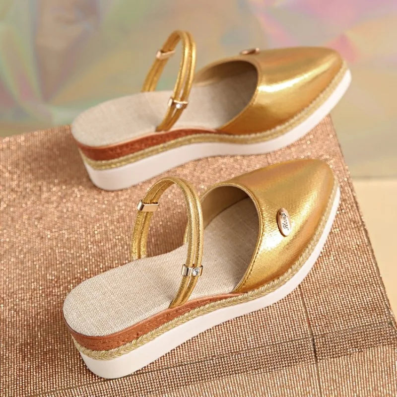 Women's Summer Fashion Espadrilles Closed Toe Wedge Sandals Buckle