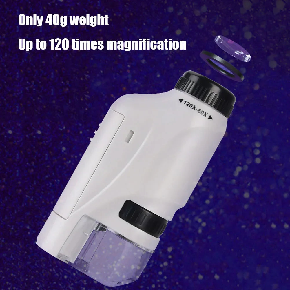 Mini Pocket Microscope Handheld Battery Powered Lab LED Light Zpaxo