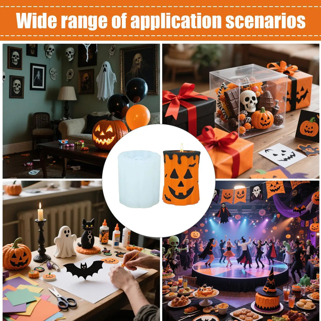 Candle Casting Halloween Mold Ghost Face Pumpkin Reusable Silicone