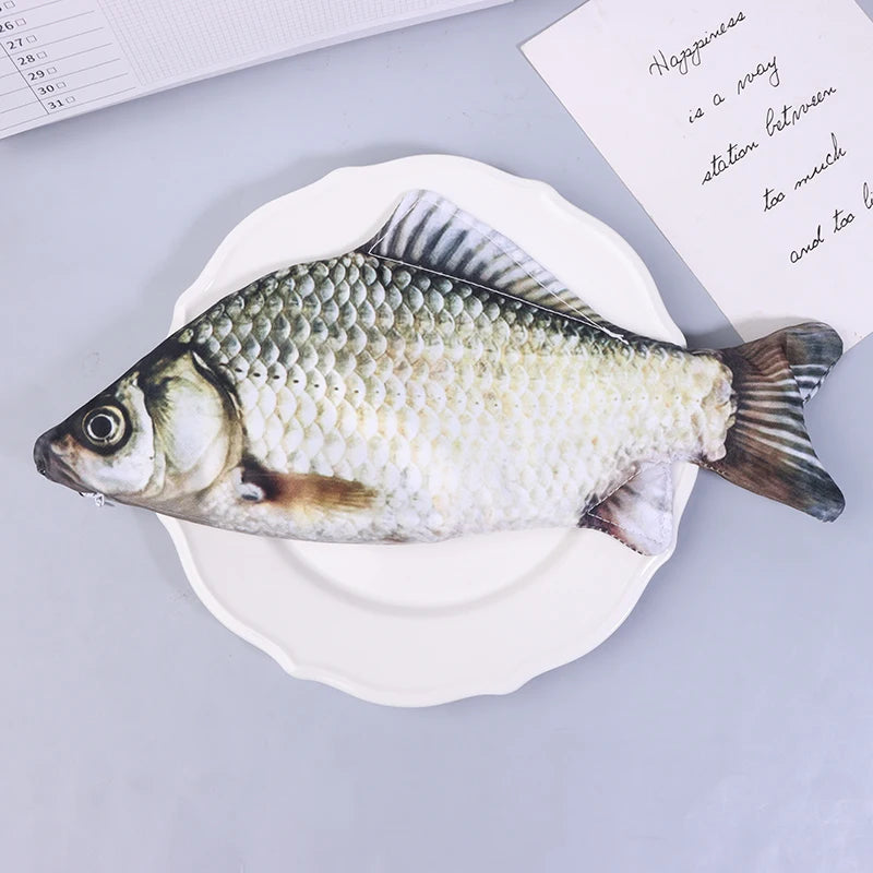Realistic Crucian Carp Pencil Case Funny Fish-shaped Pen Holder Zpaxo