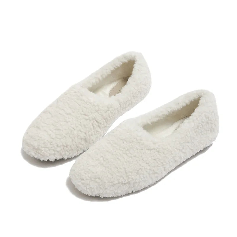 Flat Shoes for Women Autumn Winter Lamb Plus Size Women's Shoes 41-43 Loafers Women Zapatos Mujer Ladies Shoes Zpaxo