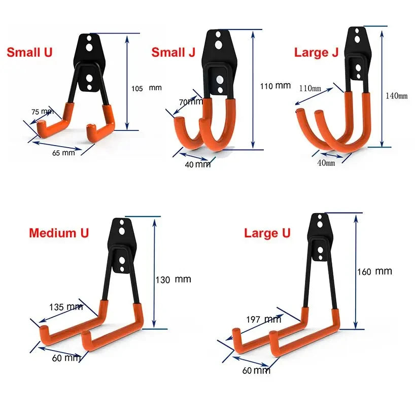 Bicycle Garage Heavy Storage Hook Warehouse Hardware Strong Load-Bearing Small/Medium Square Hook Tool Storage Wall Metal Hook Zpaxo