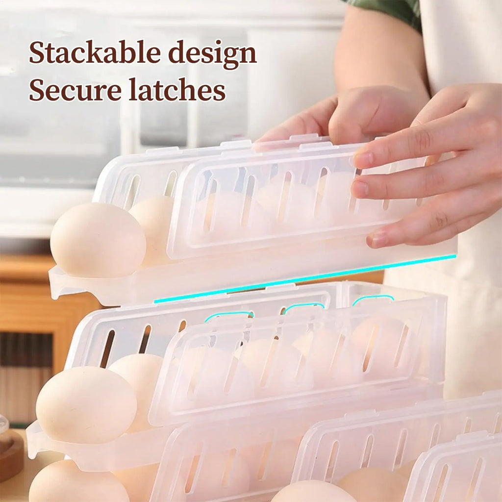 Egg Holder 3-Tier Foldable Automatic Rolling Dispenser Reusable