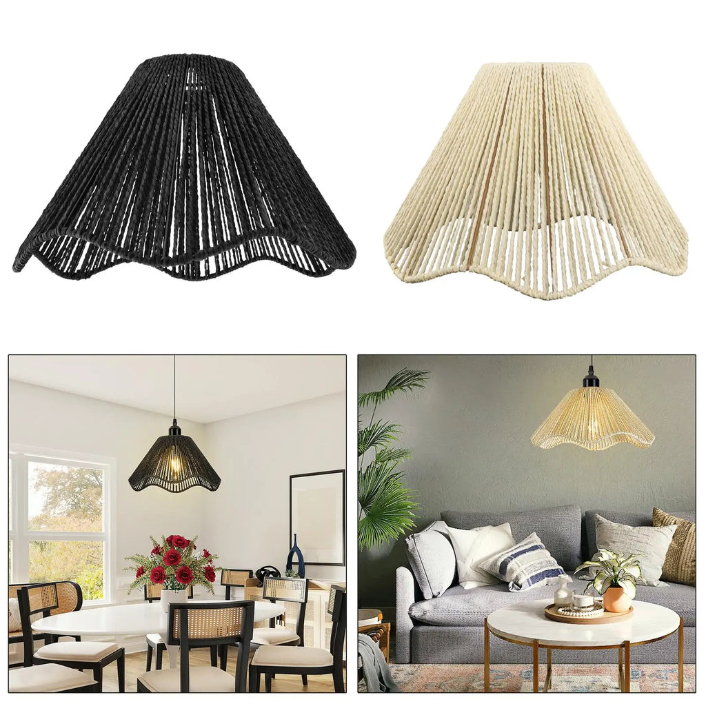 Handwoven Boho Paper Rope Lampshade | Pendant Light Shade Woven Lampshade Zpaxo
