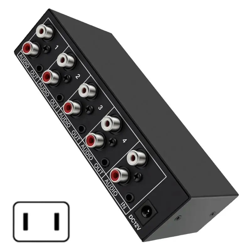 652F AV L R Audios Splitter Box 1 Input 4 Outputs Home Theater Studio Zpaxo