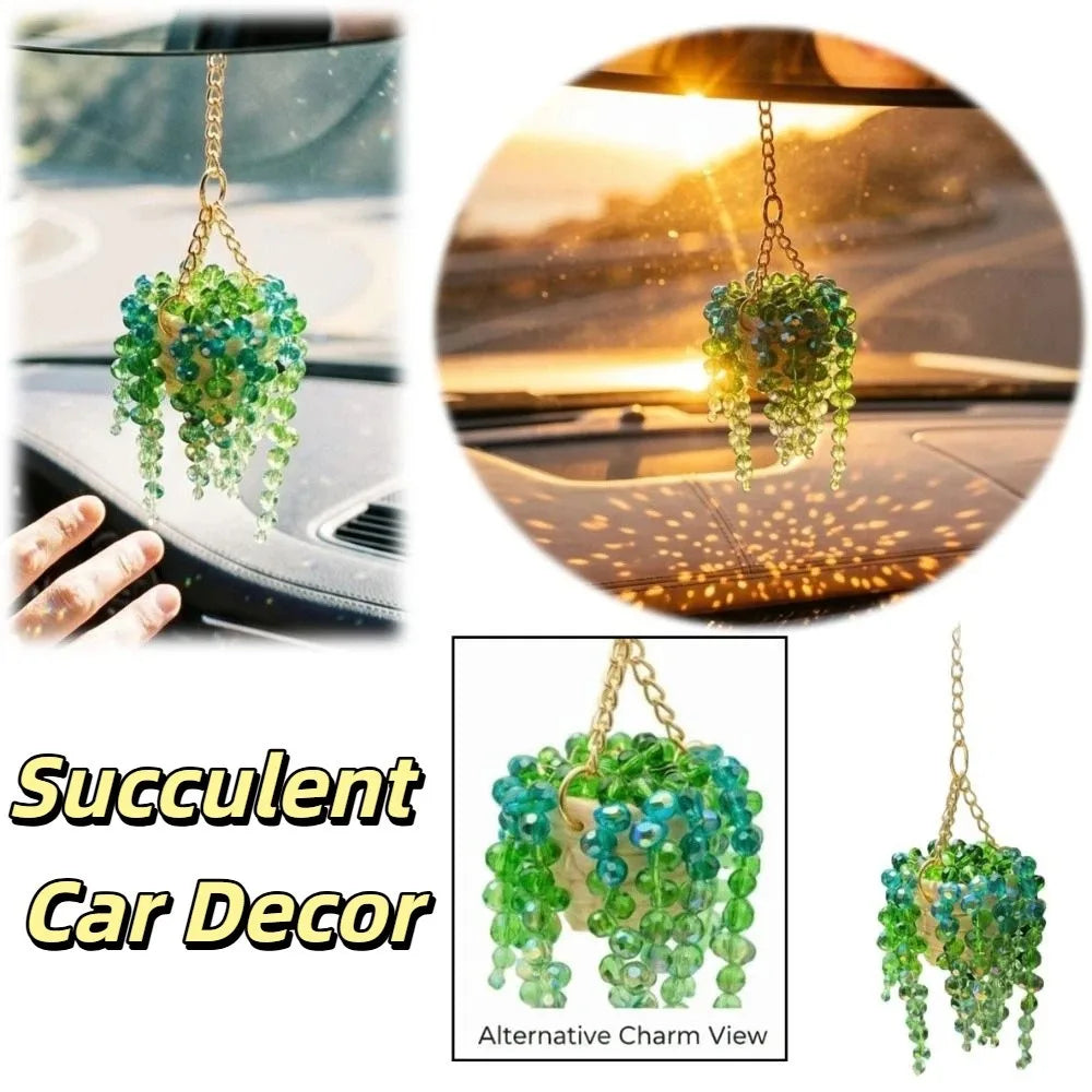 Pendant Sun-kissed Succulent Car Charm Warm Sunny Beaded Multi-beaded Zpaxo