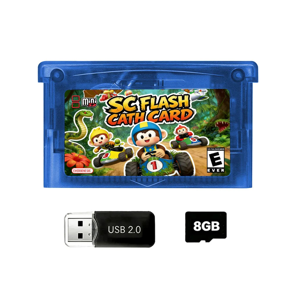 5000 in 1 Retro Games Cartridge New SCFW V2.0 GBA Flash Card with 8G TF Card RTC Flash for GBA/GBA SP/NDS Handheld Game Console Zpaxo Blue Wth 8G