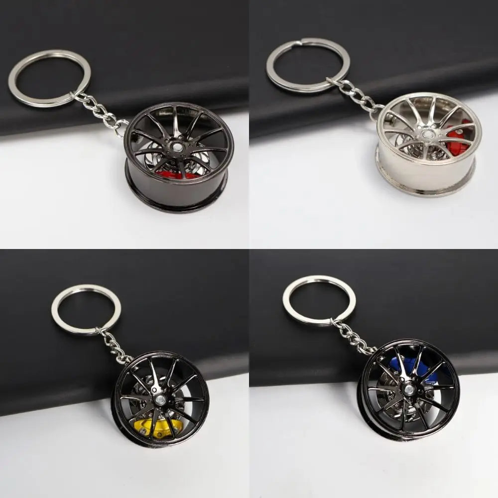 3D Wheel Hub Car Key Chain Fidget Alloy Model Car Tire Brake Disc Keychain Keys Holder Bags Pendant Fingertip Gadget Keyring Zpaxo