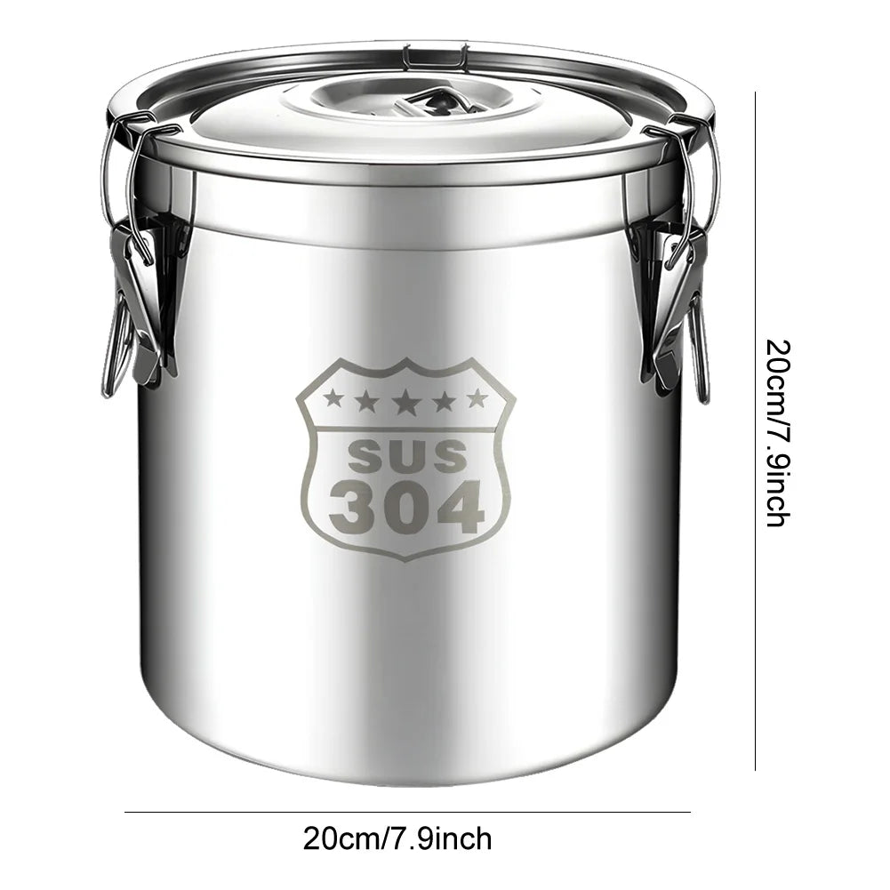 6 12 21 304 Stainless Steel Airtight Canister Lid Food Oil Sugar Milk