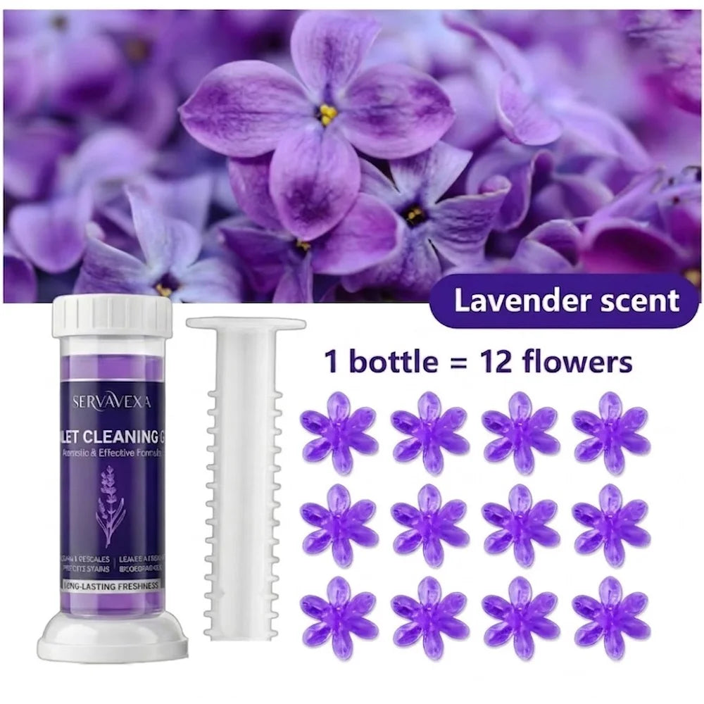 SERVAVEXA 5Pcs Toilet Cleaning Gel Kit Aromatic Flower Needle Stamp Cleaner Deodorizer Removes Stains & Limescale Fresh Scent Zpaxo purple flowers