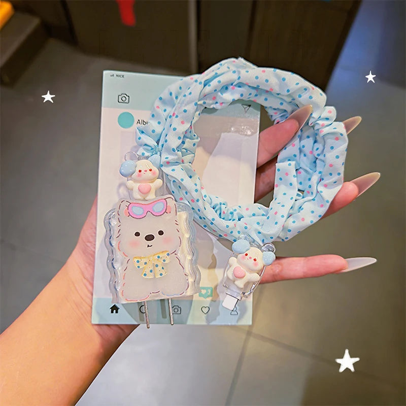 Cute Animal Puppy Charger Cable Protector IPhone 15 14 13 12 18W 20W Zpaxo A3