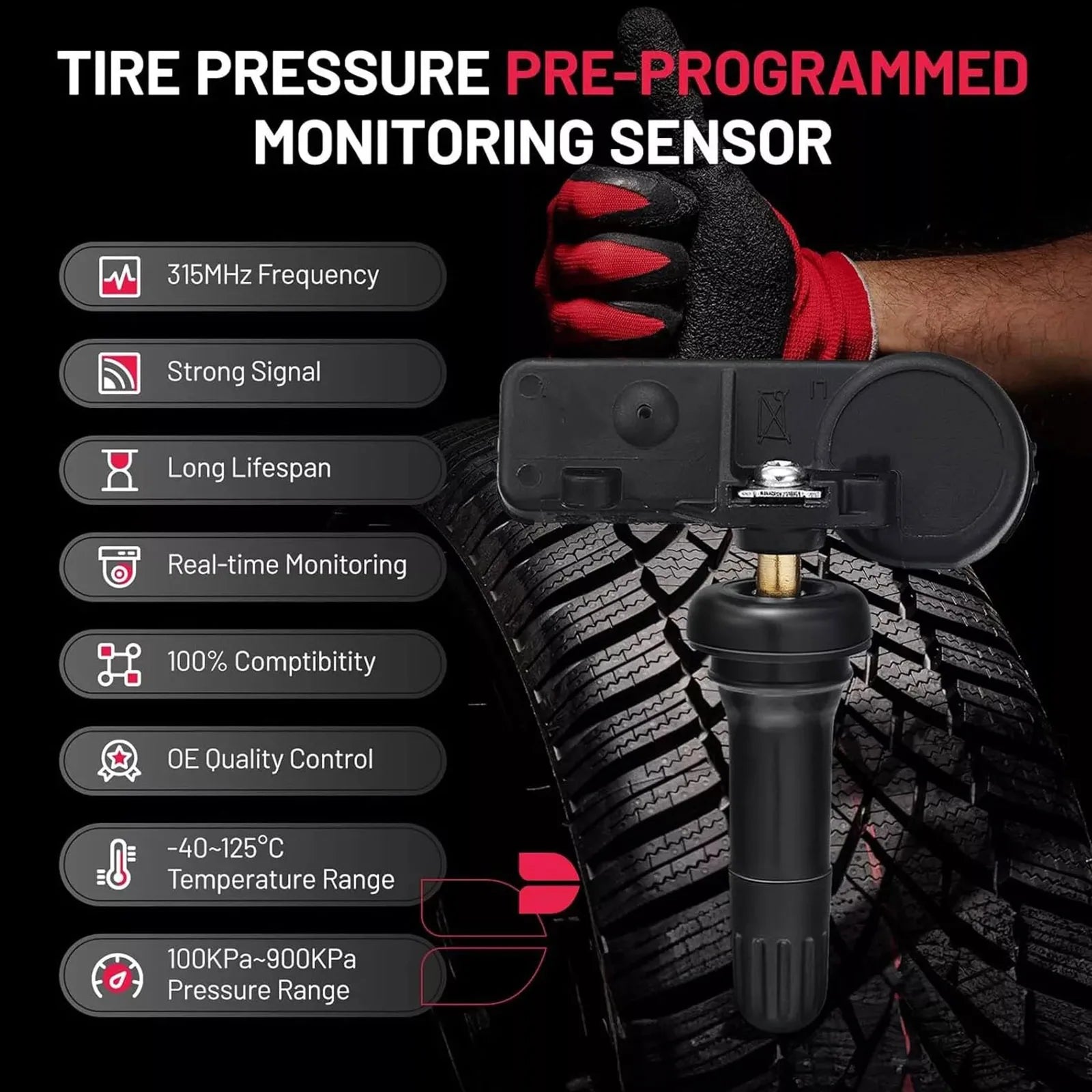 315MHz Programmed TPMS Tire Pressure Monitoring Sensor 13586335