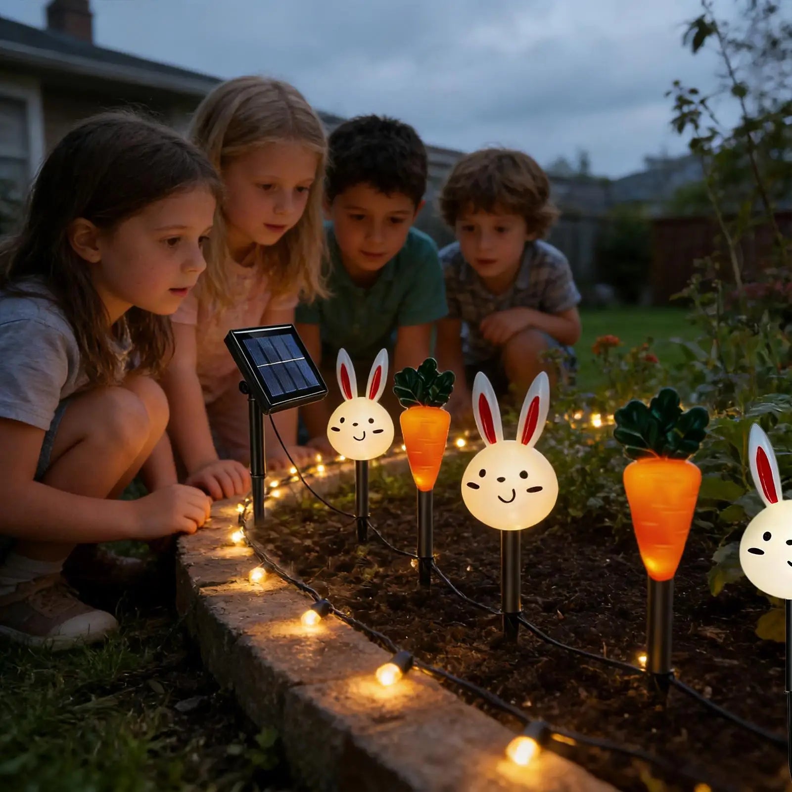 Easter Solar Lights Outdoor Waterproof Rabbit Carrot Garden Lighting