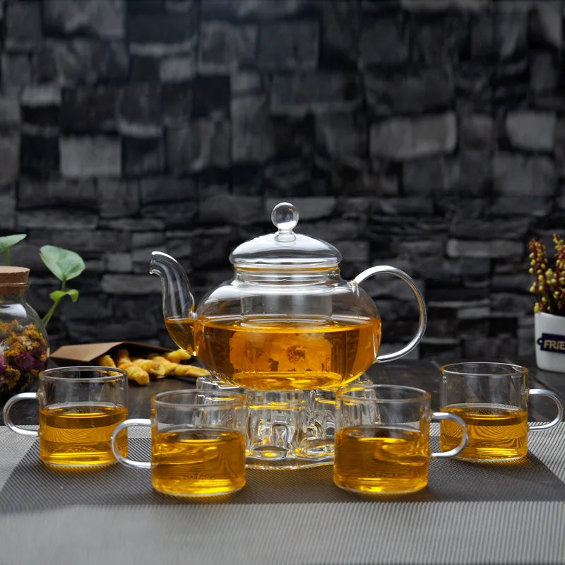 400/800/1000ml High Borosilicate Glass Tea Set, Including Flower Tea Pot, Complete Filtration and Brewing Tea Set Brewing Pot Zpaxo