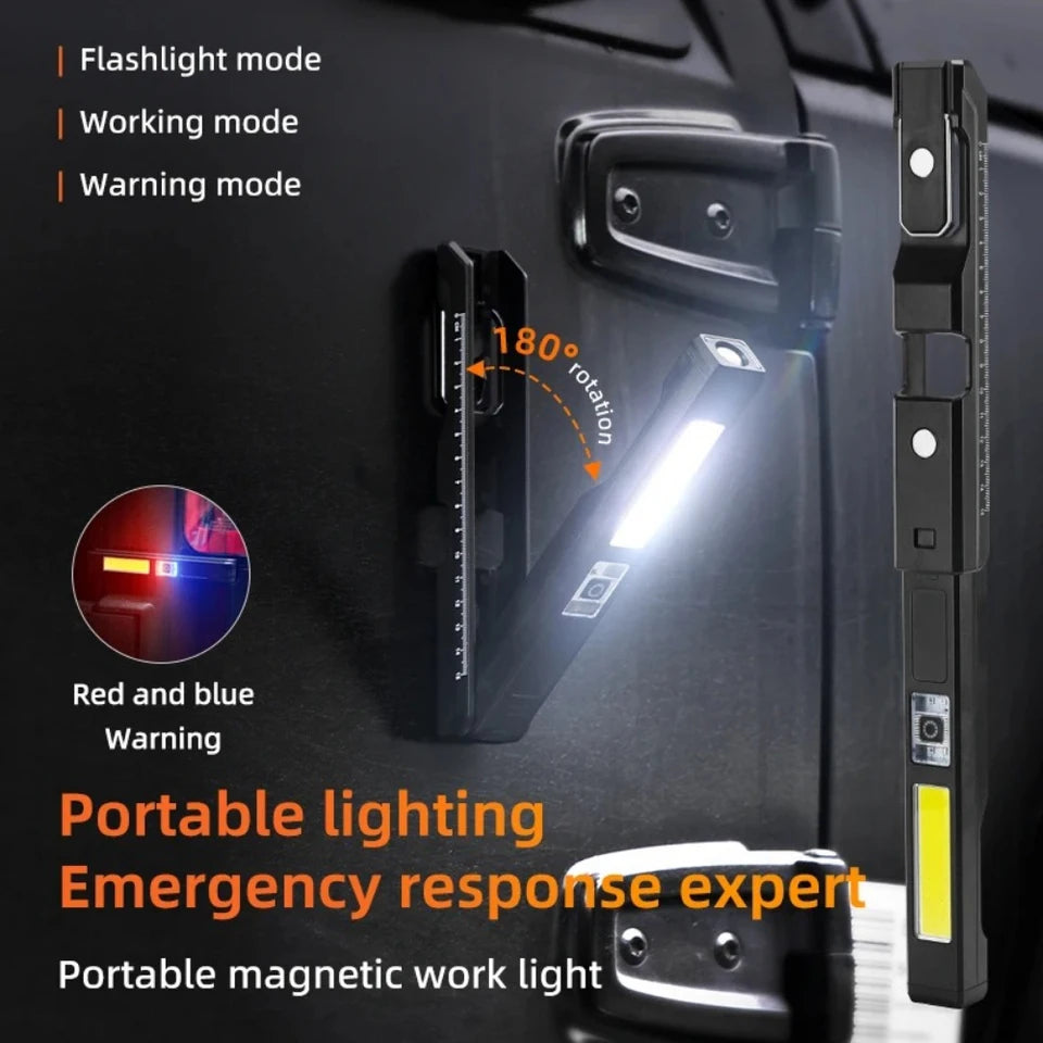 USB Rechargeable LED Flashlight – COB Work Light & Emergency