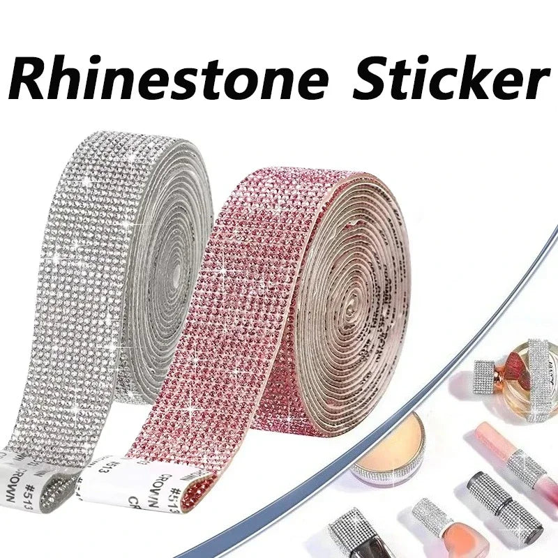 Self Adhesive Crystal Rhinestone Sticker Diamond Ribbon DIY Sticker Rhinestones for Arts Crafts, DIY Event Car Phone Decoration Zpaxo