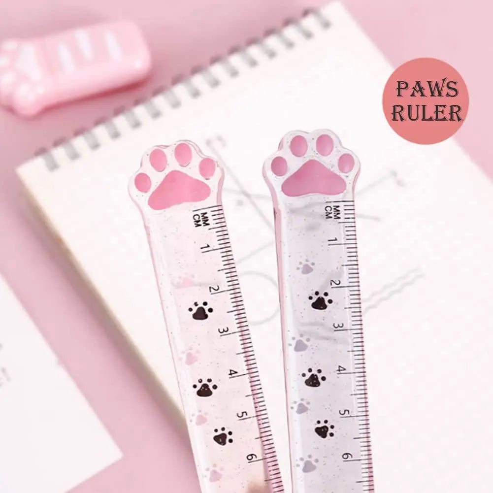 15cm Kawaii Cat Claw Ruler – Cute Cartoon Plastic Straight Edge