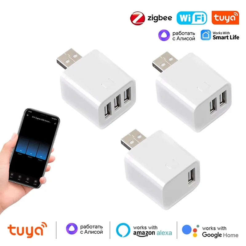 Zigbee USB Adaptor Smart Adapter Plug 1 2 3 Google Life APP Timing