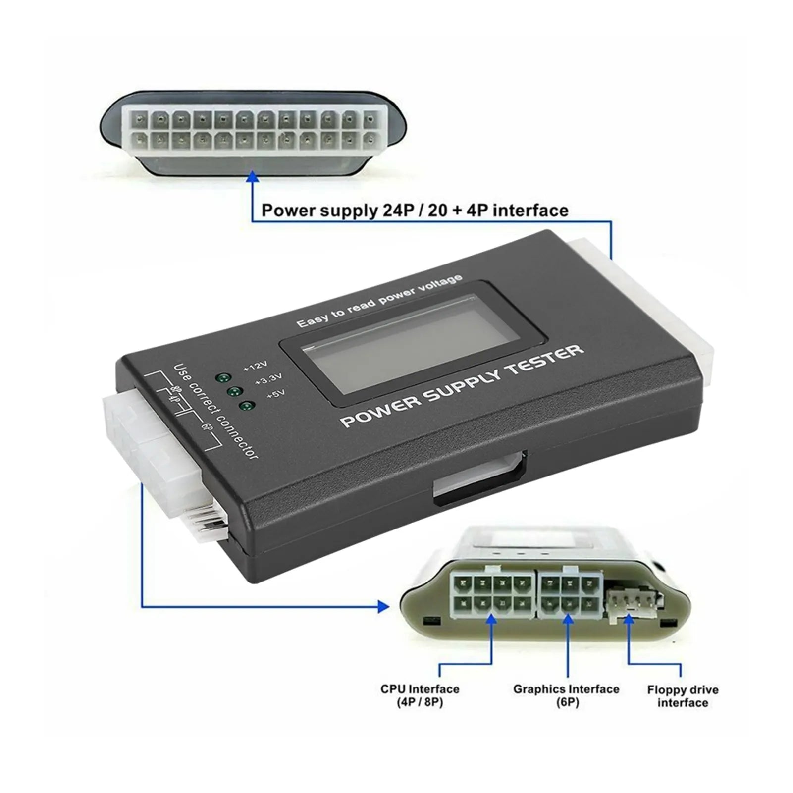 ATX Power Supply Computer Host Inspection Maintenance Tester Tool LCD