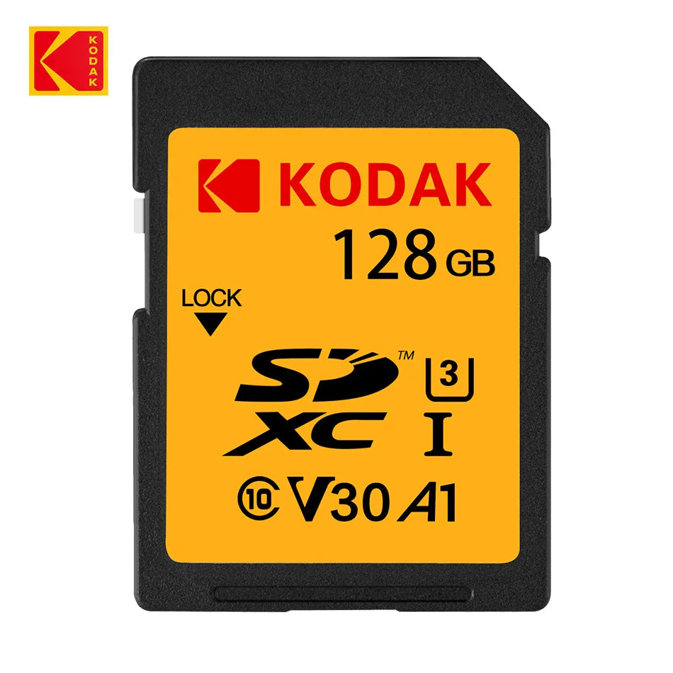 KODAK SD Card for Camera High Speed 100MB/s C10 Memory Card 32GB 64GB 128GB 256GB SDXC A1 U3 V30 UHS-I sdcards for 4K HD SLR DV Zpaxo 128 GB