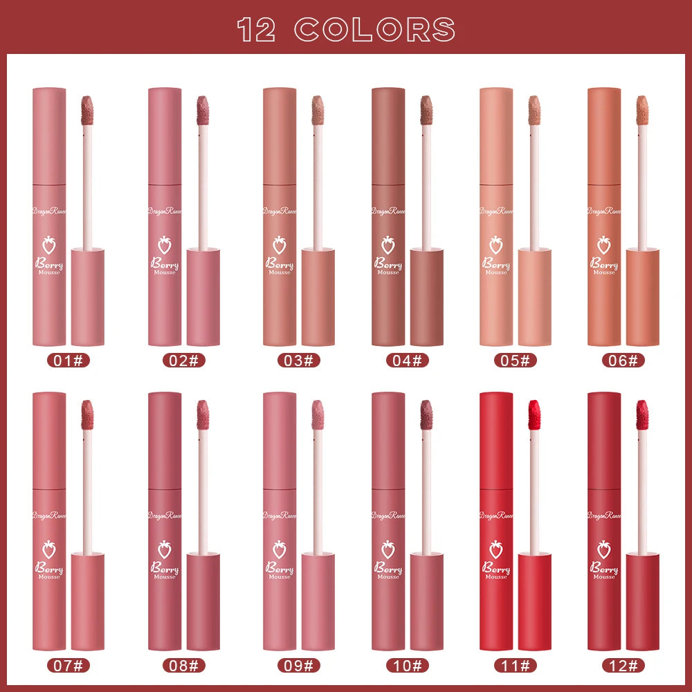 Matte Lip Gloss, Easy to Apply, Non-Stick Cup, Matte Lip Glaze Nude Color, Red, Brown Lipstick, Lip Gloss Gift, Lip Glaze Zpaxo