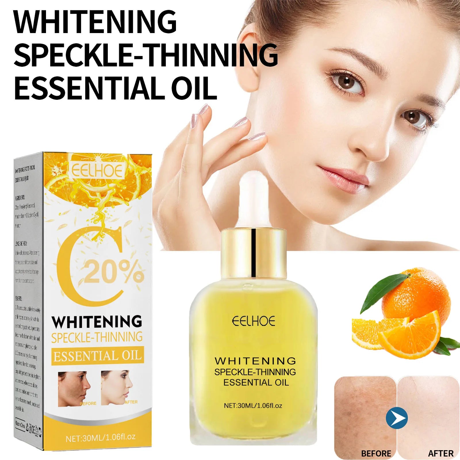 30ml Whitening Speckle-Thinning Essential Oil Improve Skin Alasticity Fade Fine Lines Moisturizing Tight for all skin types Zpaxo