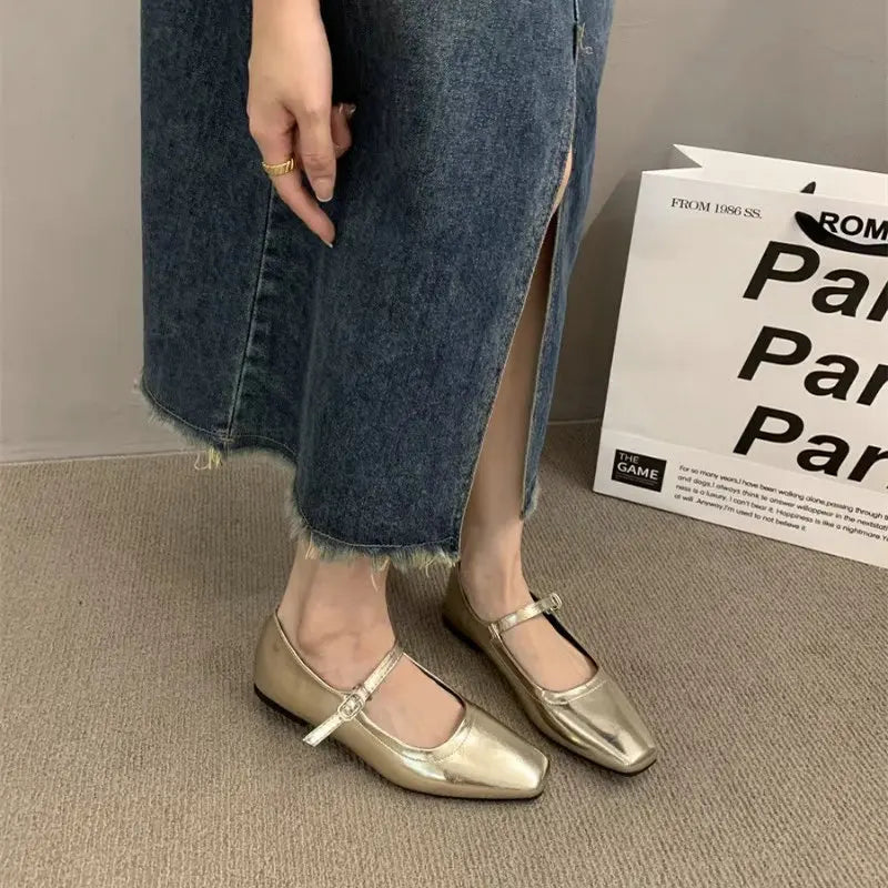Flat Shoes for Women 2025 Spring and Autumn Silver Soft Sole Flat Mary Jane Women's Shoes Loafers Women Lolita Shoes for Women Zpaxo