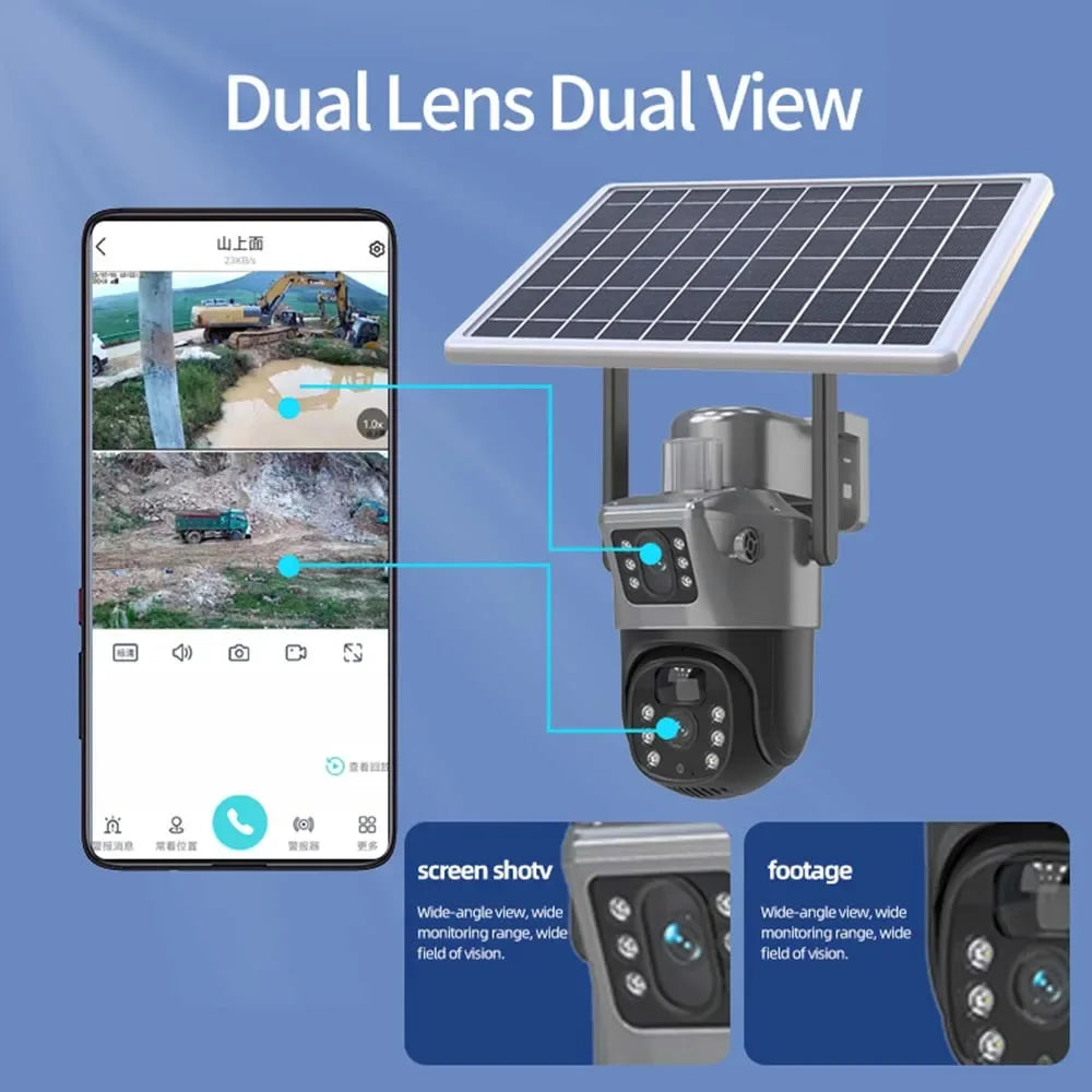 4K 8MP Dual Lens Solar Camera Outdoor Security Wifi Surveillance Zpaxo