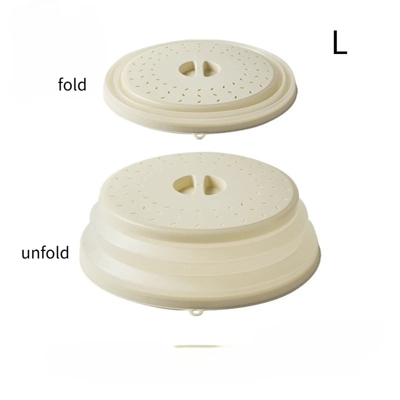 Microwave Splash Guard Expandable Cover Foldable Drain Basket Fridge Zpaxo beiges-L