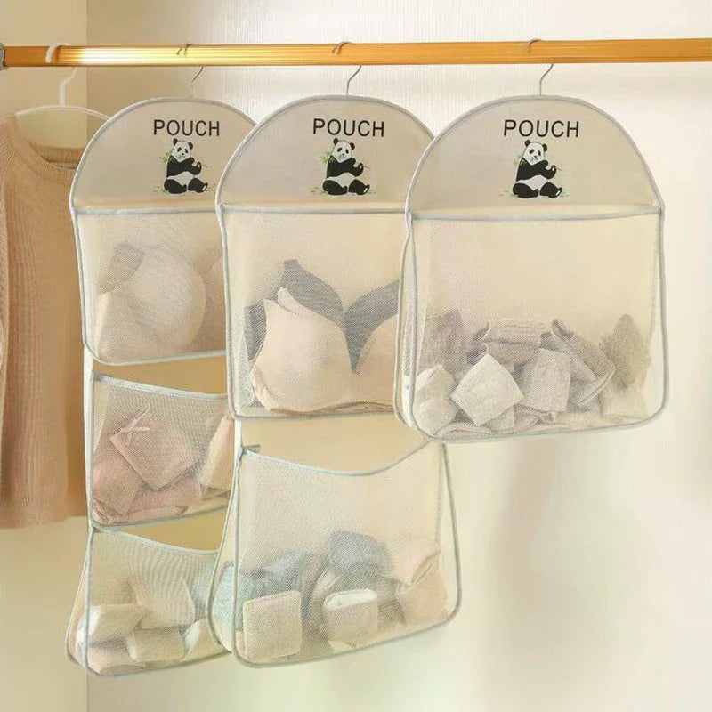 Large Capacity Storage Net Dormitory Wardrobe Socks Underwear Hanging Bag Multilayer Breathable Mesh Pocket Door Storage Bags Zpaxo