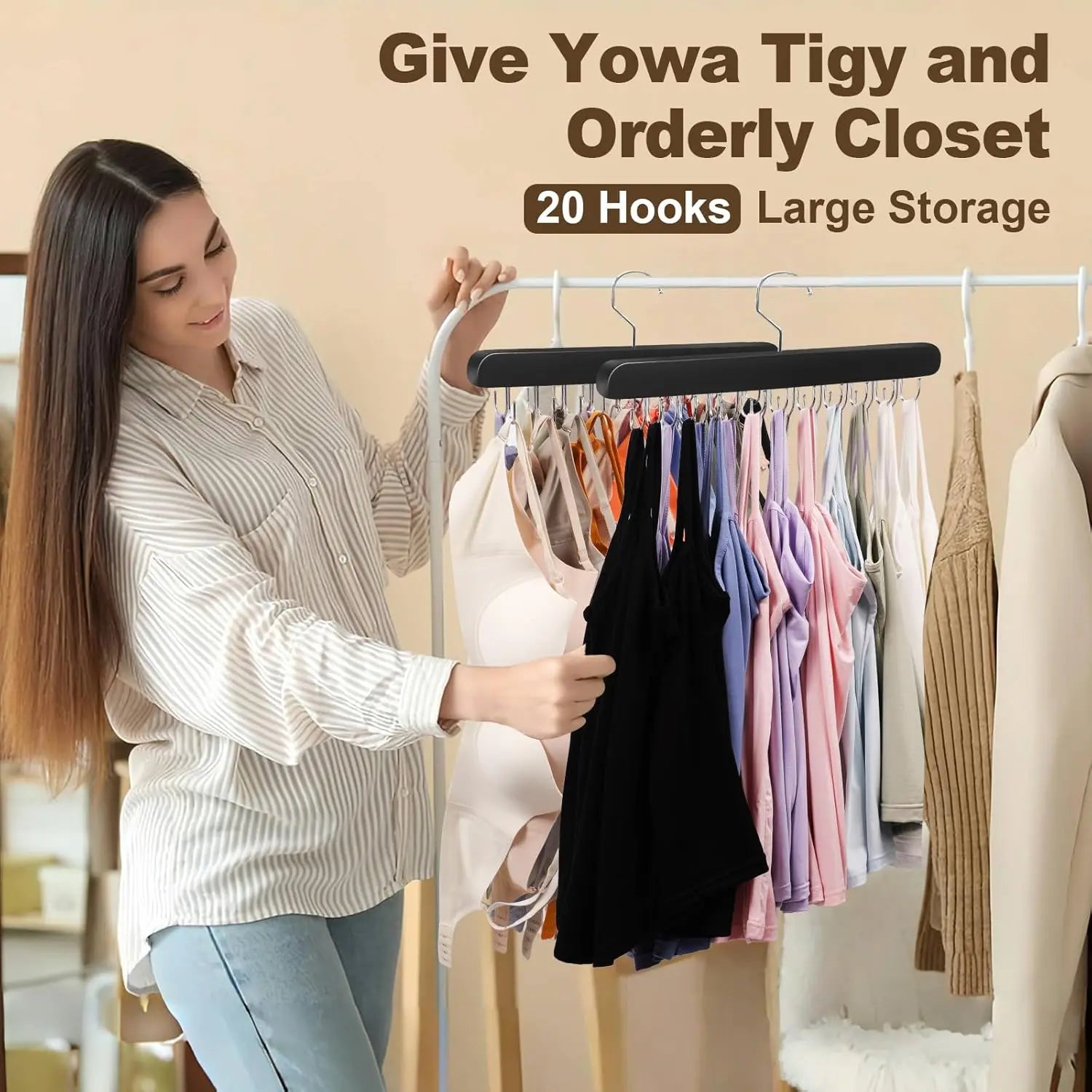 Wooden Bra & Vest Hanger Organizer Rack | Dorm & Apartment