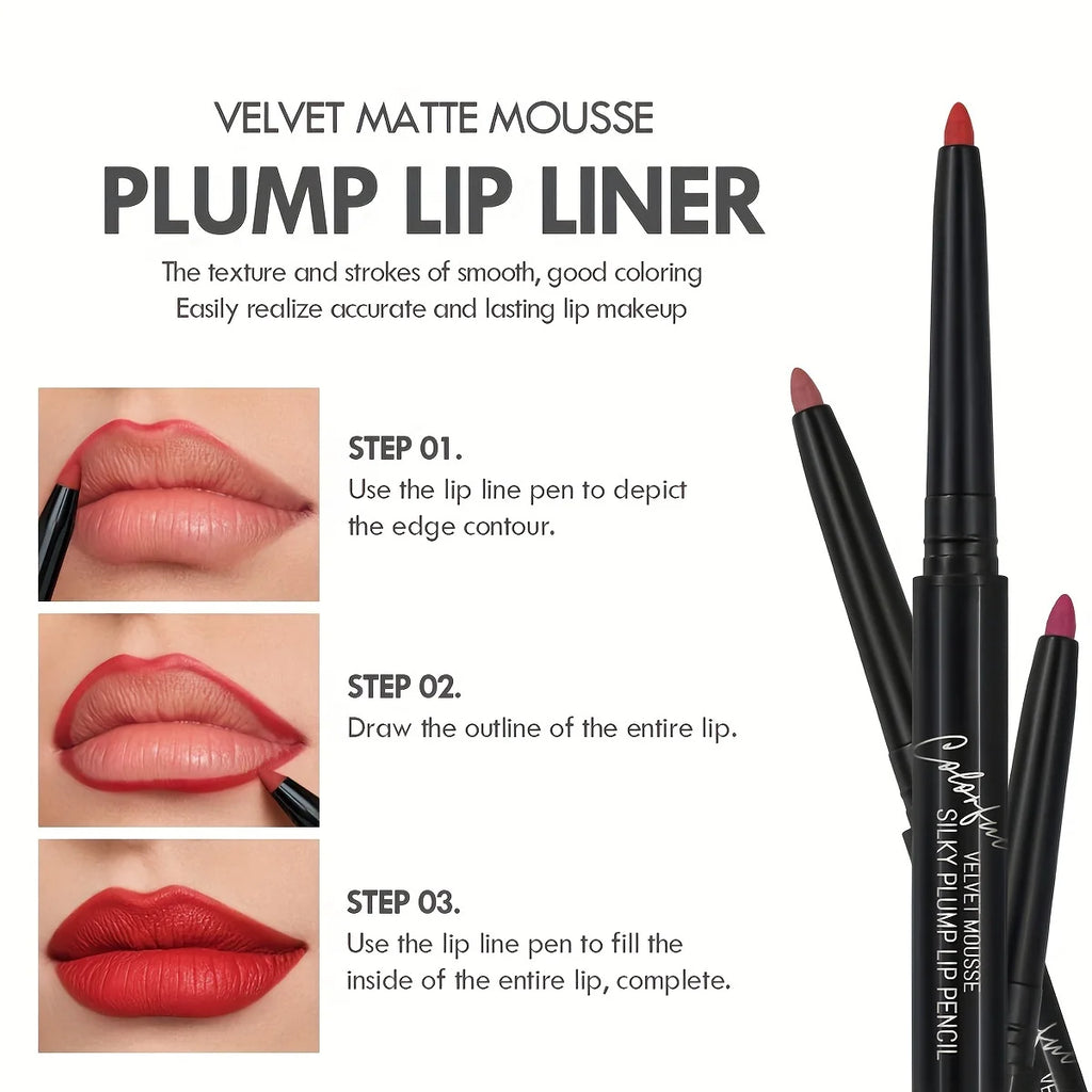 1PC Nude Brown Lip Liner Pencil 12 Color Red Contour Tint Labial Makeup Waterproof Matte Lipstick Pen Lip Contouring Cosmetic Zpaxo