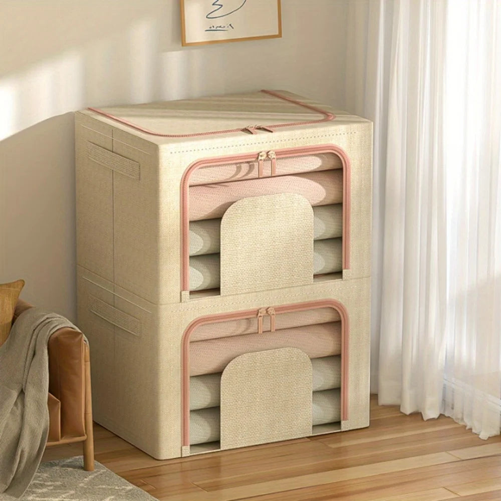 Foldable Clothes Basket 24/66L – Steel Frame Storage Organizer Foldable Storage Basket Zpaxo
