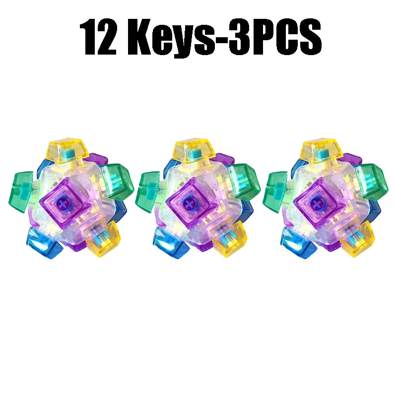 LED Light-up Keyboard Keychain Clickable Buttons Stress Relief Fidget Zpaxo 12 Keys-3PCS
